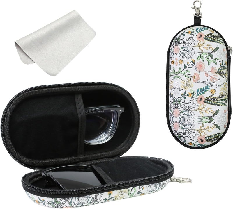 FlyingMage Store Double Eyeglasses Case, Hard Shell Dual Sunglasses Organizer with Zipper Clip Travel Glasses Storage for Women Men - Image 1